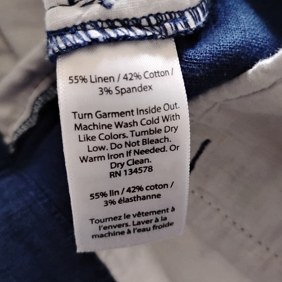 Vineyard Vines Cotton Linen Stretch Navy Blue Cropped Classic Chinos Size 14 - Picture 17 of 17